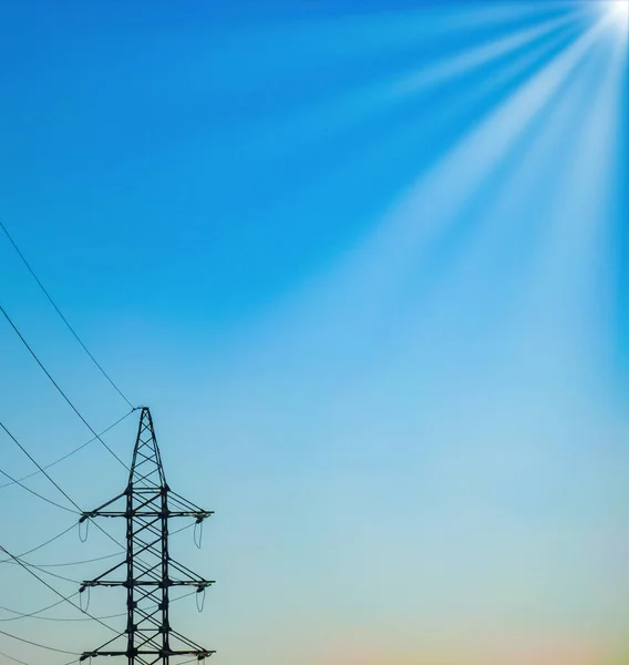Alta Tensão Torres Linha Eletricidade Contra Céu — Fotografia de Stock