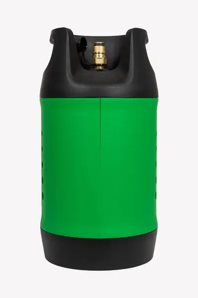 Black Green Lpg Gas Cylinder Propane Tank Isolated White Background — Stock Photo, Image