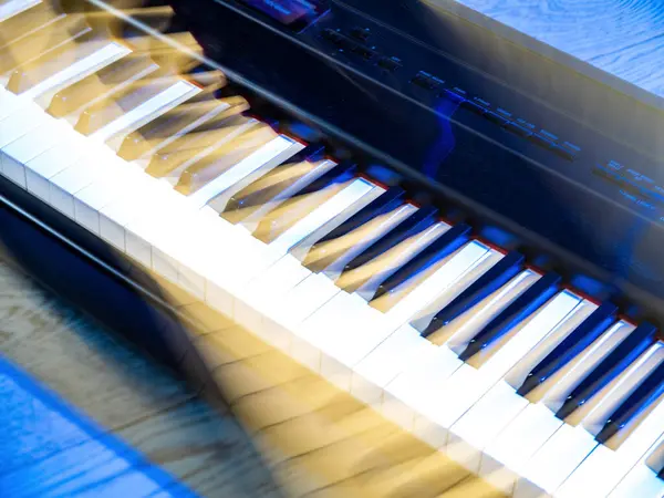 Fragment Musical Instrument White Black Piano Keys Close — Stock Photo, Image