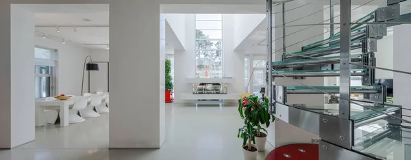Modern Interieur Van Luxe Particulier Huis Ruime Woonkamer Met Witte — Stockfoto