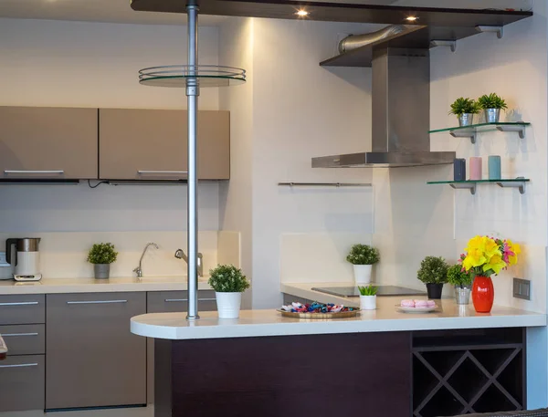 Moderno Interior Cocina Apartamento Estudio Lujo Decoración Del Hogar — Foto de Stock