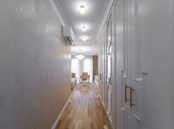 Corridor and doors. Hallway in a modern apartment.