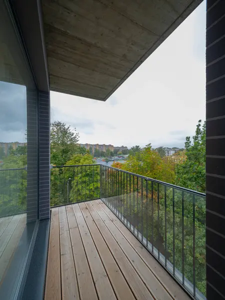 Balcony of modern apartment. Real estate.