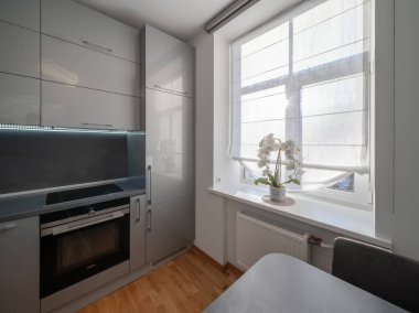 Şık mutfak seti. Çağdaş iç mekan. Ev tasarımı.