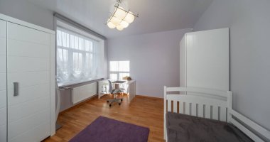 Modern bir dairenin 3 boyutlu güzel iç tasarımı.