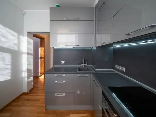 Stylish kitchen set. Contemporary interior. Home design.