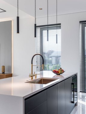 Özel bir ev, mutfağı olan bir stüdyo..