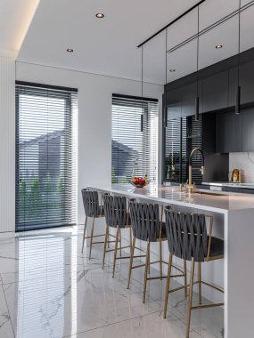 Özel bir ev, mutfağı olan bir stüdyo..