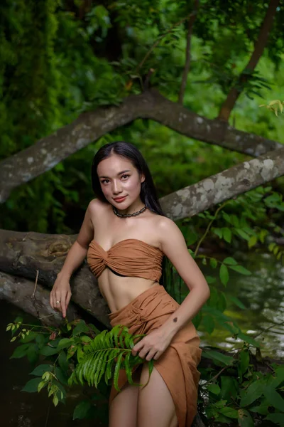 Geleneksel Kostümlü Güzel Bir Kadının Portresi Thailan Kültürü — Stok fotoğraf