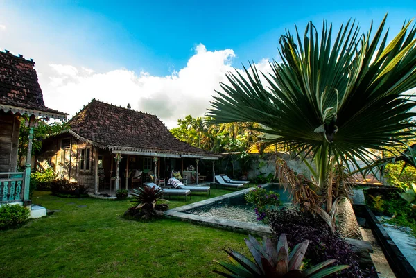 Indonesië Bali Ubud Typische Villa Voor Toeristen Met Zwembad Bij — Stockfoto