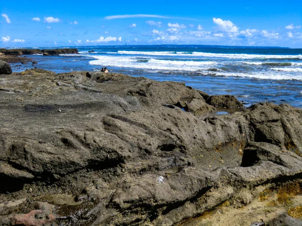 Lavic Stone Een Tropisch Jimbaran Strand Met Wit Zand Bali — Stockfoto