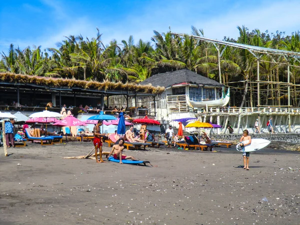 Playa Tropical Jimbaran Con Arena Blanca Bali Indonesia — Foto de Stock