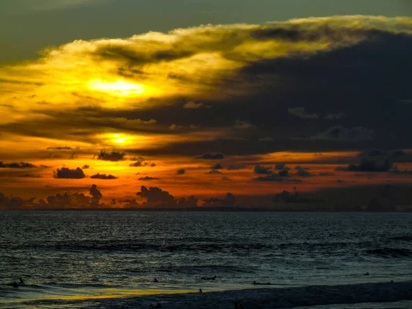 Beautiful Sunset Tropical Jimbaran Beach White Sand Bali Indonesia — Stock Photo, Image
