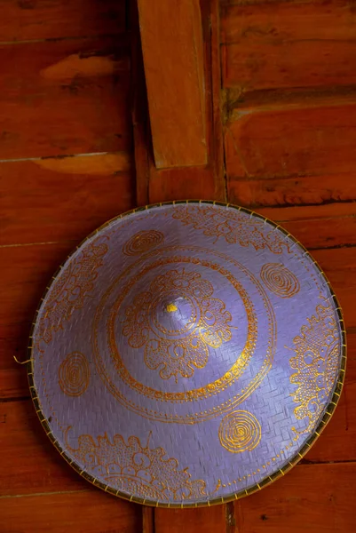 Sombrero Paja Tradicional Colgado Una Pared Ubud Bali Indonesia —  Fotos de Stock