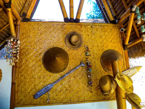Huis Partitie Gemaakt Van Bamboe Hout Gesneden Plakken Indonesië Bali — Stockfoto