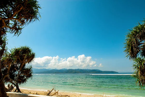 Hermosa Costa Tropical Gili Trawangan Más Grande Las Islas Gili — Foto de Stock