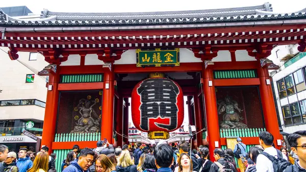 stock image TOKYO, JAPAN  APRIL 2024: blooming on Nakamise Dori in Sensoji shrine. Sensoji temple at Japan.