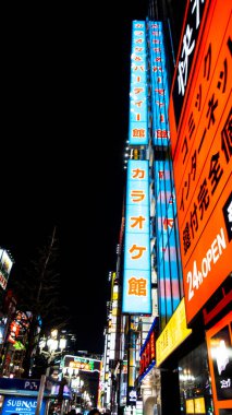 Tokyo, Japonya Nisan 2024: Ikebukero, Shinjuku, Harajuku, Shibuya ve Ebisu ilçelerinde geceleri sokak manzarası, Tokyo 