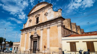 SASSARI, barok kilise manzarası chiesa di Sant 'Antonio Abate, Sassari, Sardinya, İtalya