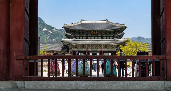 stock image KOREA, SEOUL - April 2024: Gyeongbokgung Palace in Seoul, South Korea