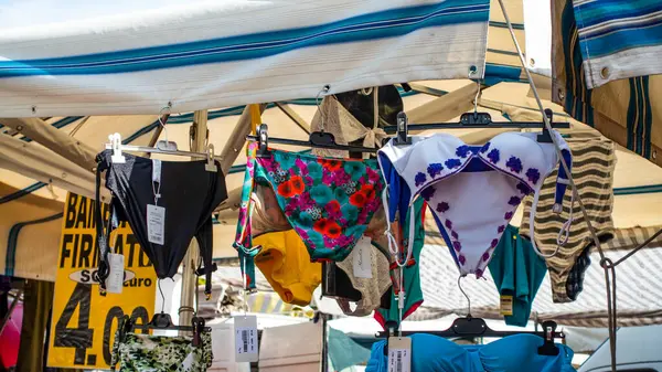 stock image Street market stalls with cheap quality clothing, Rome, Italy