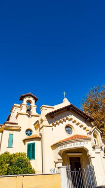 LIDO DI OSTIA, ROME, Toscanelli sahilindeki eski Colonia Marina Vittorio Emanuele III, Ostia Lido, Roma, İtalya