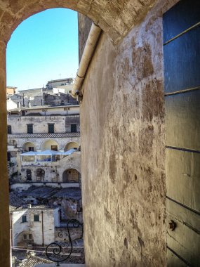 Matera, I Sassi di Matera, Basilicata, glimpse of the streets and ancient houses of Matera, I Sassi in Matera, Italy       