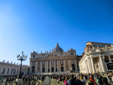 Vatican City, St.Peter's Square full of tourists for Christmas period with St.Peter's Basilica and the Egyptian obelisk, Rome, Italy, Europe clipart