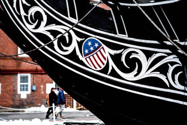 The USS Constitution (1797) in Dry Dock 1 in Charlestown Navy Yard in Boston, Massachusetts MA, USA. clipart