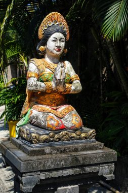 A very old statue near Pura Dalem Batur under last details of renovation, Seseh Bali. Dalem Batur Temple in the district of Seseh, Bali, Indonesia, August 2025                               