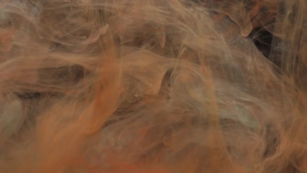 水中で静かに渦巻く 水の中で混合赤オレンジとターコイズブルーのインクペイント 水族館で着色されたアクリル雲塗料 スローモーションアブストラクト煙爆発アニメーション 美しい芸術的背景 — ストック動画