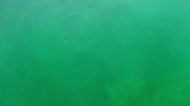 Suya karışan yeşil mürekkep akrilik boya, suyun altında yavaşça dönüyor. Akvaryumda renkli akrilik boya bulutu. Soyut duman patlaması animasyonu. Güzel sanat arka planı
