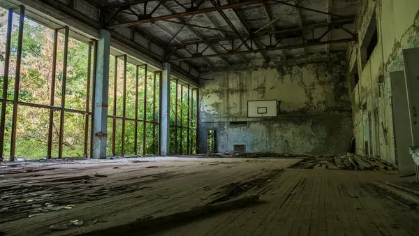 Inuti Sportanläggningen Förstördes Övergiven Byggnad House Culture Energetik Spökstaden Pripyat — Stockfoto
