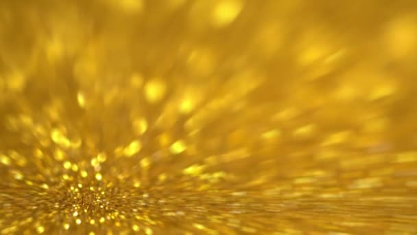 Gouden Glitter Achtergrond Lichte Bokeh Magische Kerstverlichting Glanzende Textuur Vakantielichten — Stockvideo