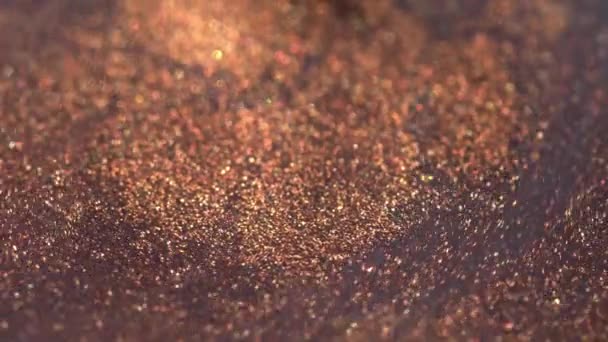 Shinny Cuivre Liquide Pailleté Texture Maquillage Brillante Macro Fond Abstrait — Video