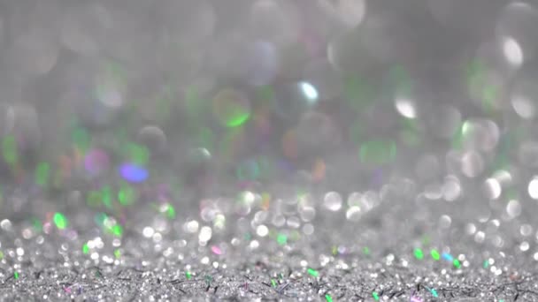 Silver Glitter Тло Легкий Боке Чарівні Різдвяні Вогні Чарівний Пил — стокове відео