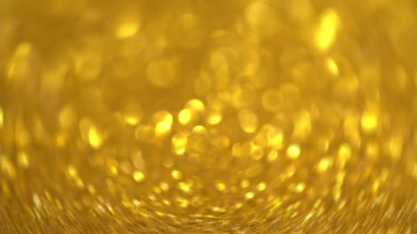 Złoty Brokat Tle Światło Bokeh Magiczne Światła Świąteczne Błyszcząca Faktura — Wideo stockowe