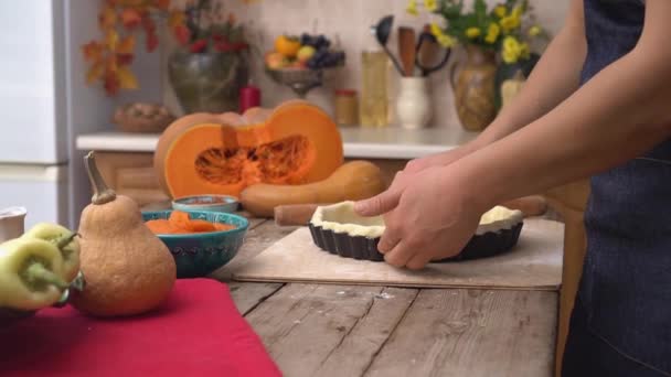 Pumpkin Pie Cooking Thanksgiving High Quality Fullhd Footage — Stock Video