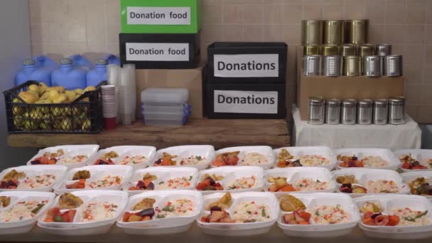 Donaties Vrijwilligers Thanksgiving Dag Gratis Thanksgiving Diners Kalkoenen Hot Meals — Stockvideo