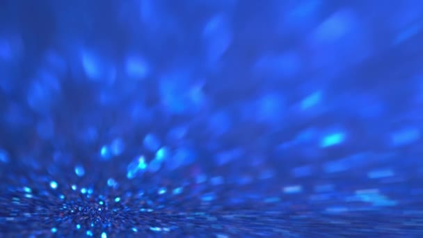 Blue Glitter Background Lumină Bokeh Lumini Magice Crăciun Textură Strălucitoare — Videoclip de stoc