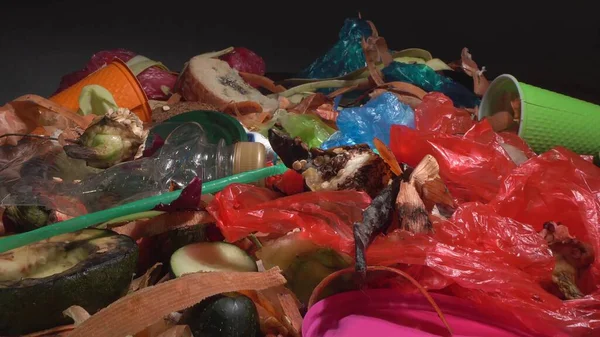 Desperdicio Alimentos Servicio Alimentos Residuos Orgánicos Pérdida Alimentos Botellas Plástico — Foto de Stock