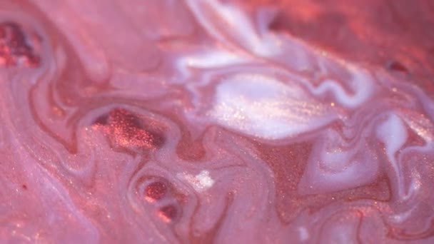 Liquide Rose Brillant Tourbillonnant Fond Pastel Scintillant Mouvement Psychédélique Abstrait — Video
