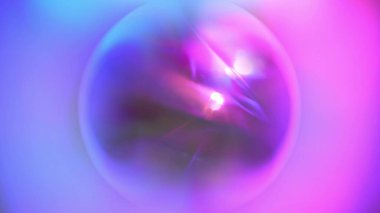 Holografik kristal küre efekti, neon yüzük, daire. Tek boynuzlu at pembesi çok peri rengi bulanık. Uzayı kopyala. Lens yanıp sönüyor. Optik ve ışık yanılsaması. Yüksek kalite