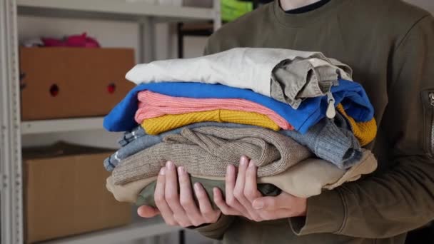 Clothing Textile Recycling Repair Remake Refresh Clothes High Quality Footage — Stock video