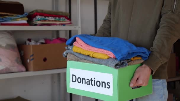 Donating Old Garments Charity Thrift Stores Garment Collecting Box Donating — 비디오