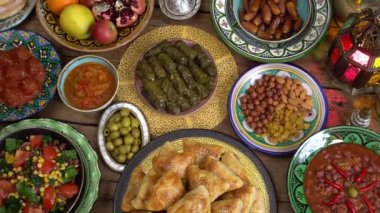 Traditional Arabic Food of Ramadan. High quality 4k footage