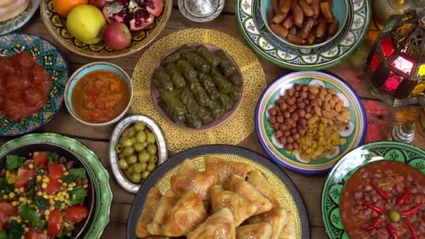 Традиційна Арабська Кухня Рамадану Кадри Високої Якості — стокове відео