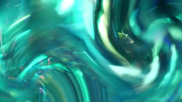 Сюрреалистичные Психоделические Вихри Волны Голографический Цвет Фона Свет Сквозь Кристалл — стоковое видео