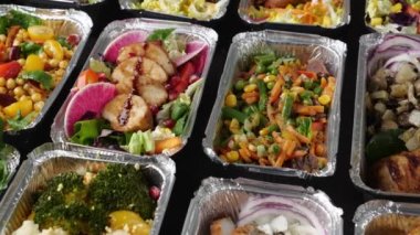 Healthy lunch box meal prep. Balanced food ready to eat. High quality 4k footage