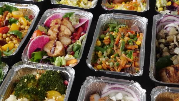 Healthy Lunch Box Meal Prep Balanced Food Ready Eat High — стоковое видео